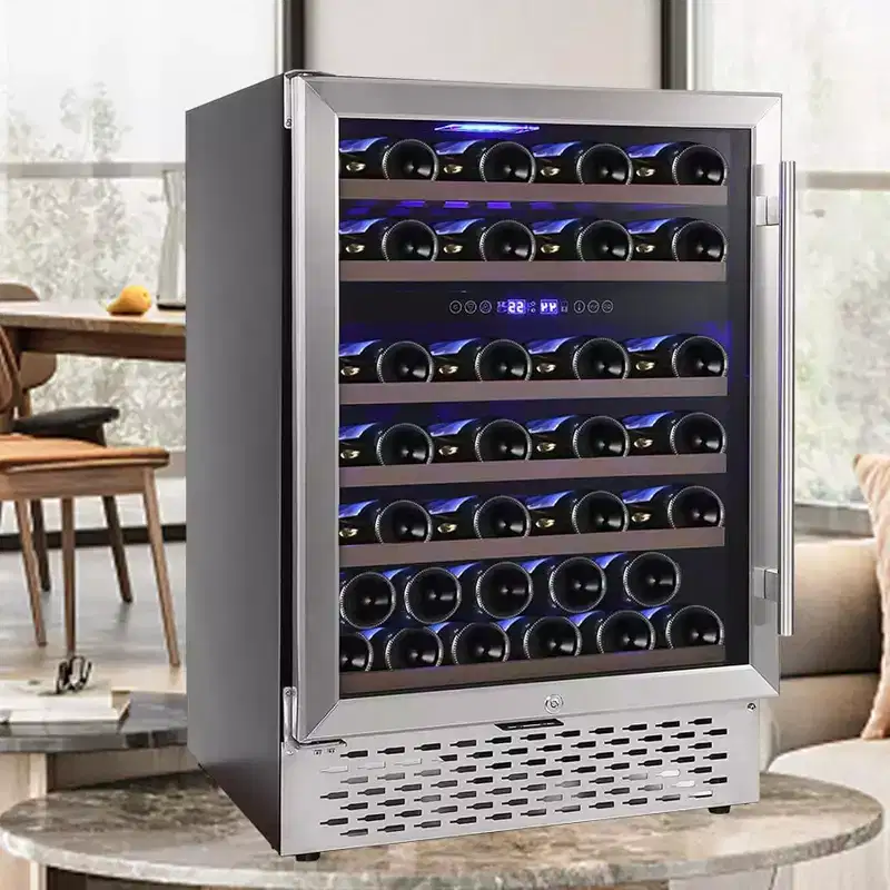 Acekool 51-Bottle Built-In Wine Cellar - White Metal Frame with Dual Zone Cooling (41-61F)