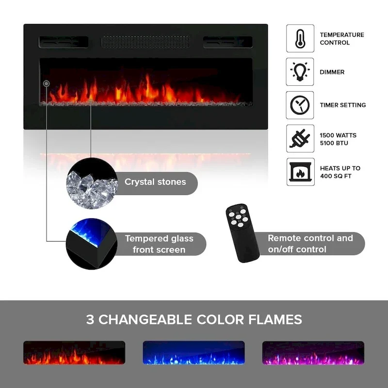 Giza EF Wall Mounted Electric Fireplace Modern 63 TV Stand