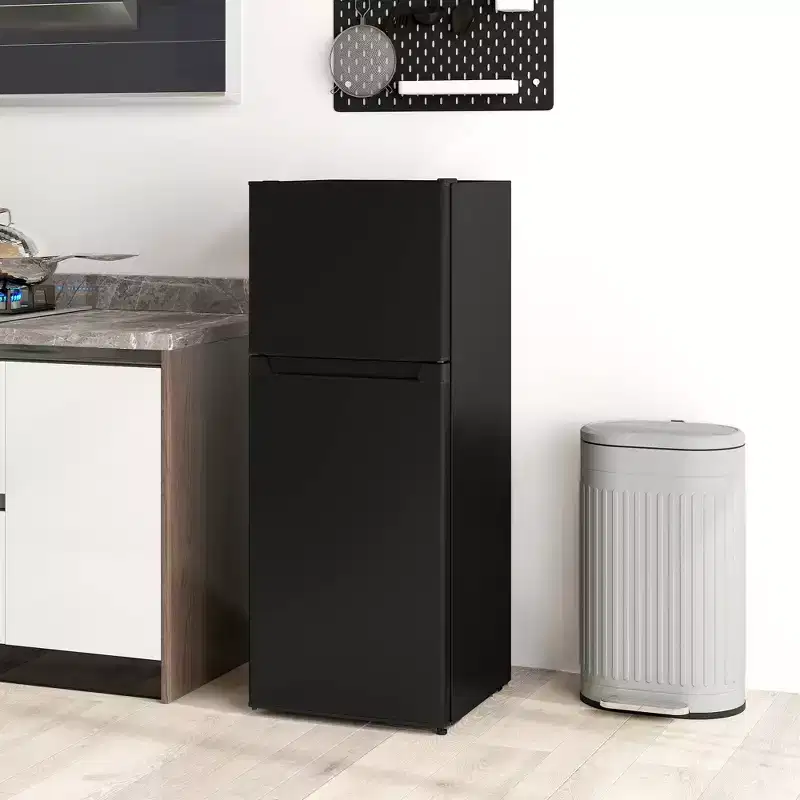 HOMCOM Small Fridge with Freezer, 4 Cu Ft Refrigerator with Reversible Doors and Adjustable Thermostat, Small Freezer
