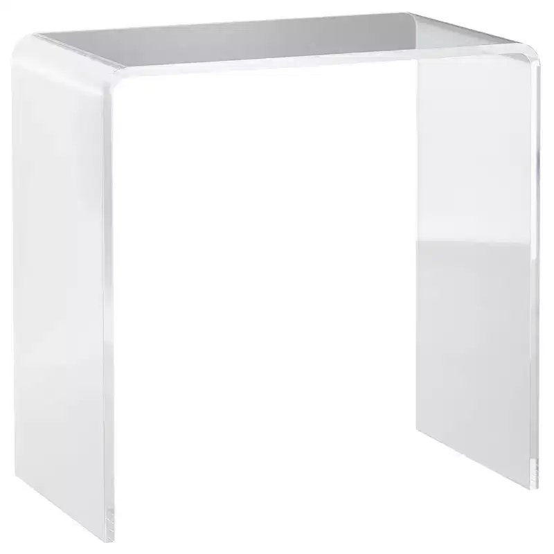 HOMCOM Acrylic Side Table, Modern Waterfall End Table with Rounded Edges for Small Spaces, 21 x 12 x 21, Clear