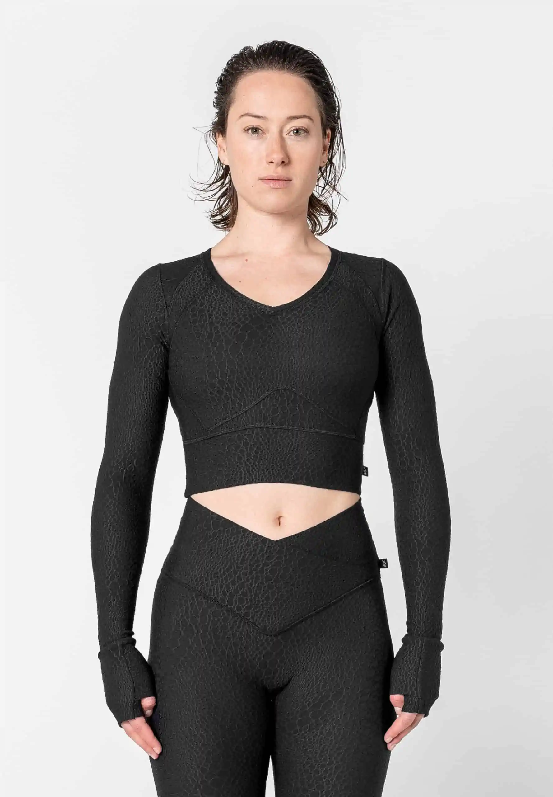 Jacquard Textured Long Sleeve Top