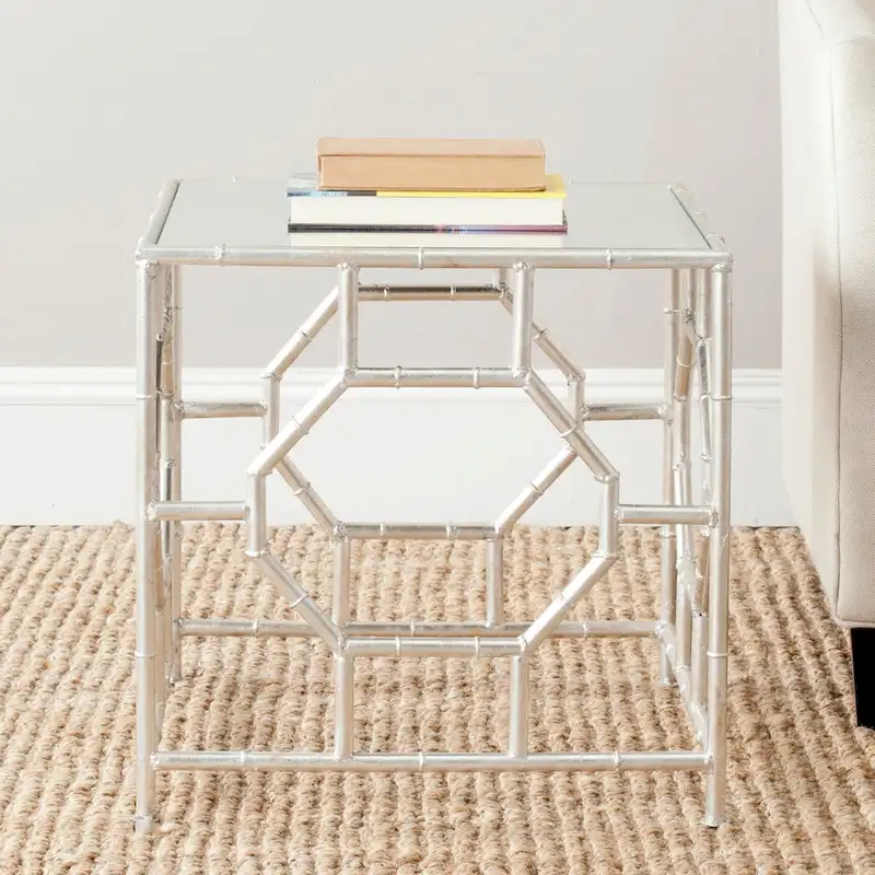 Silver / Mirror Top Accent Side Table