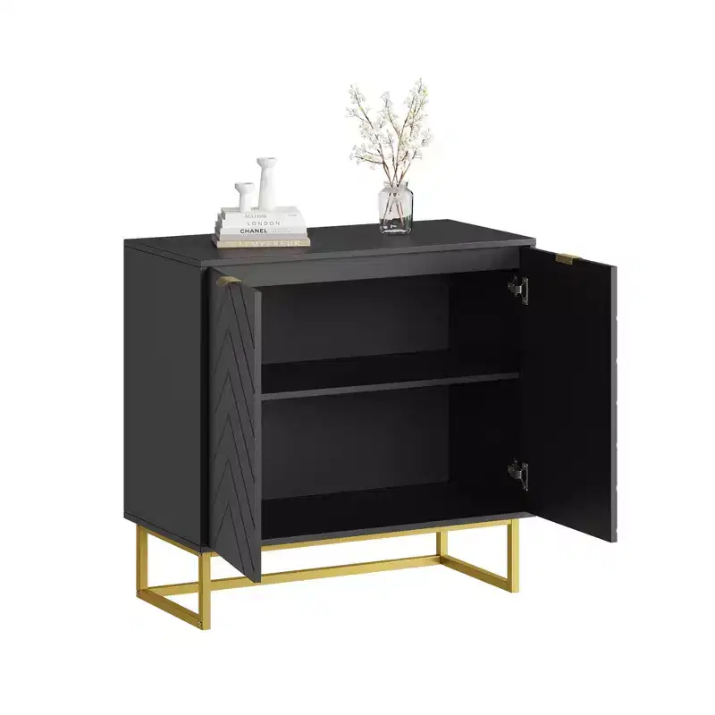 Sideboard Buffet Cabinet, Wooden Entryway Coffee Bar Cabinet with Metal Legs, Wall Cabinet, Floor-Standing Cabinet for Living Room