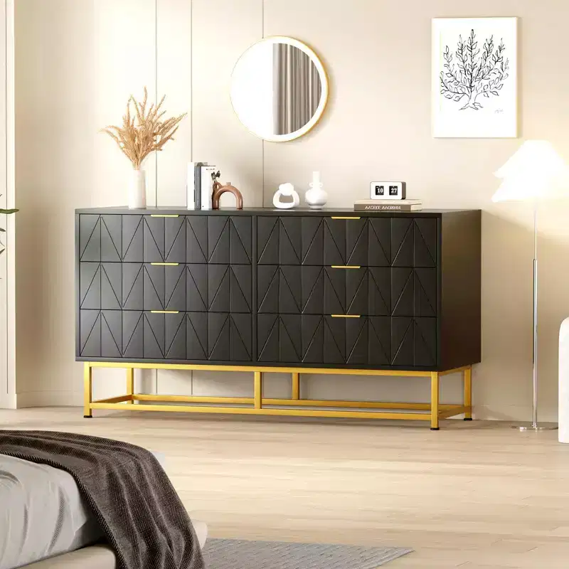 6-Drawer Fabric Dresser for Bedroom, Small Storage Chest with Wood Top, Modern Nightstand End Table for Closet, Living Room, Clothes Organizer