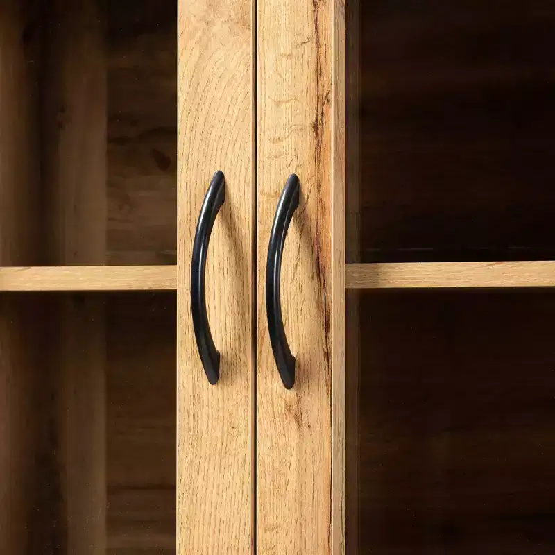 Wood Kitchen Cabinet and Hutch Oak Brown