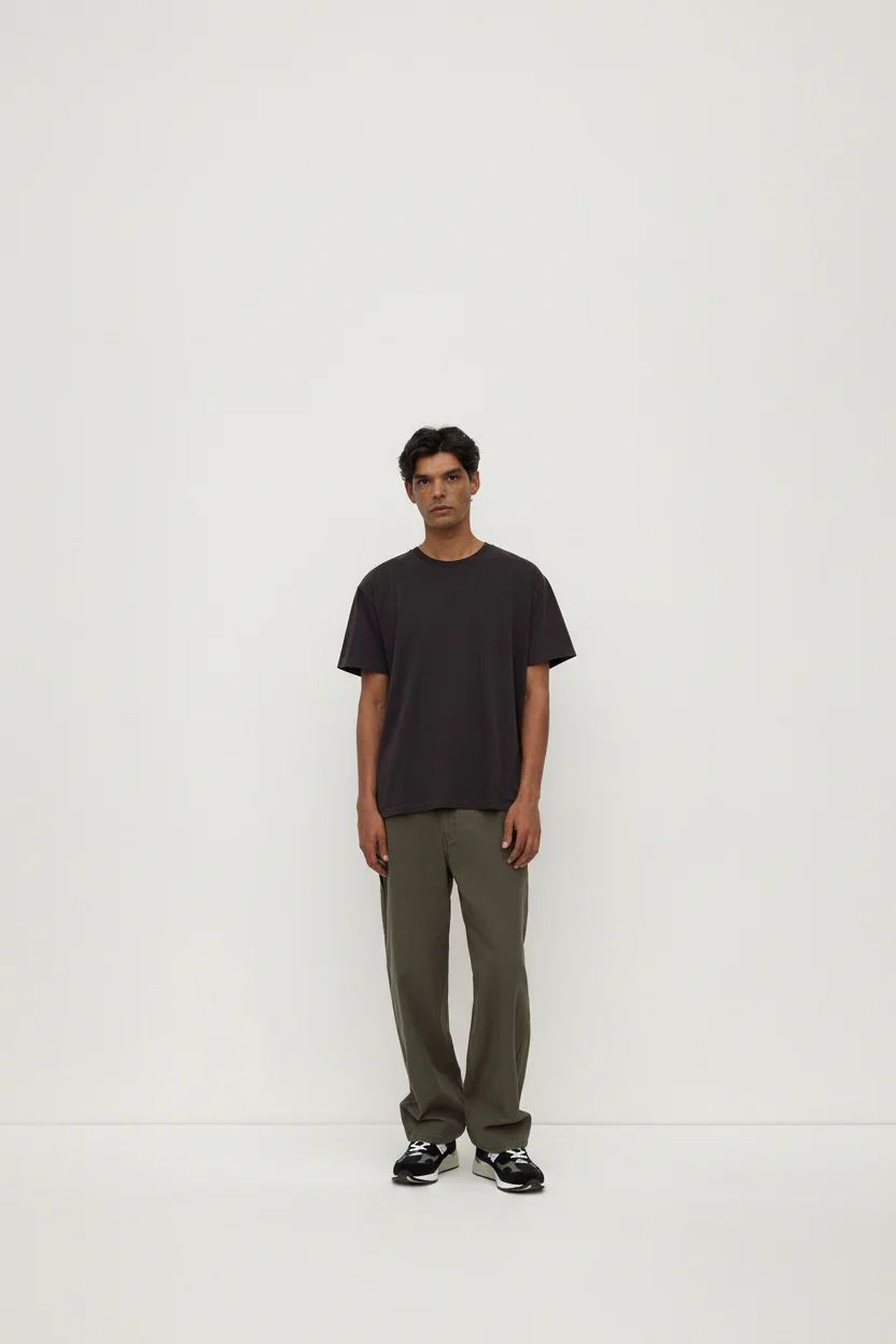 Washed Black Cropped Cotton Tee