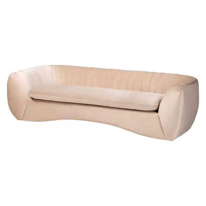Baxton Studio Adanna Velvet Fabric Sofa Champagne Beige
