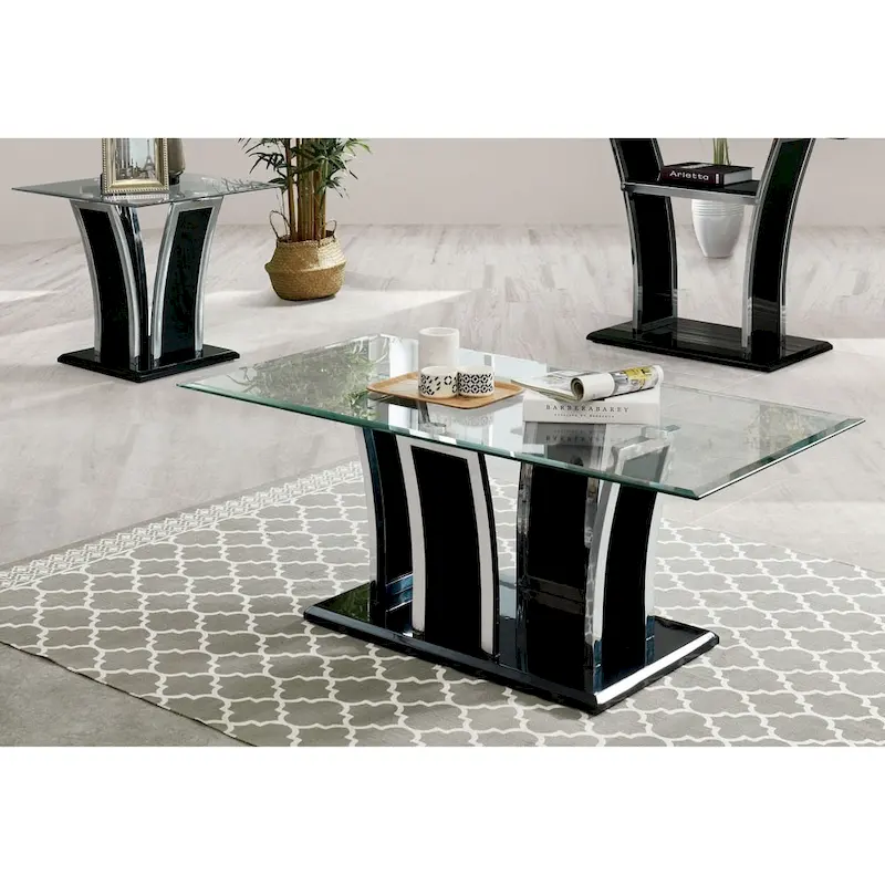 del Rio Modern Glass Top 2-Piece Accent Table Set by