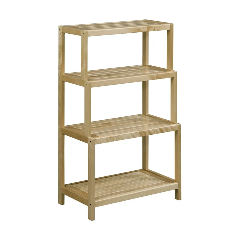 Solid Wood 4-Tier Stepback Bookcase Shelf, Farmhouse Style Freestanding Display Storage Unit