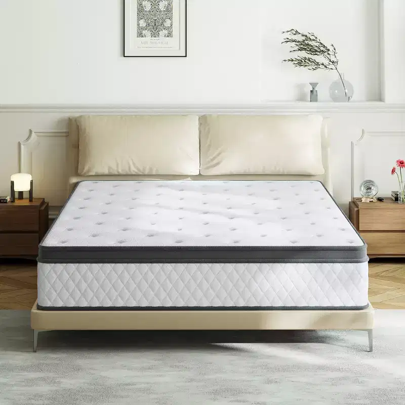 Swedrea Hybrid Mattress Breathable Medium Memory Foam Bed-in-a-Box White