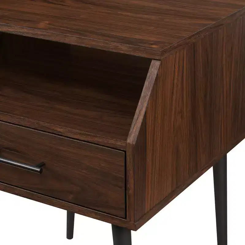 Modern 1-Drawer Angled Side Table Black MDF