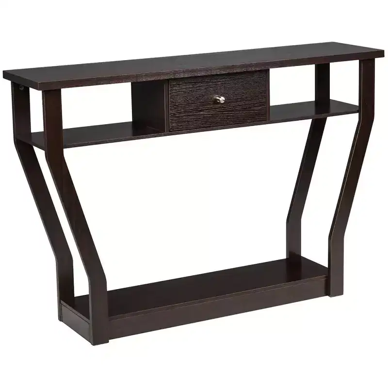 Modern Sofa Accent Table with Drawer, Entryway Hallway Console Table, Gray Brown
