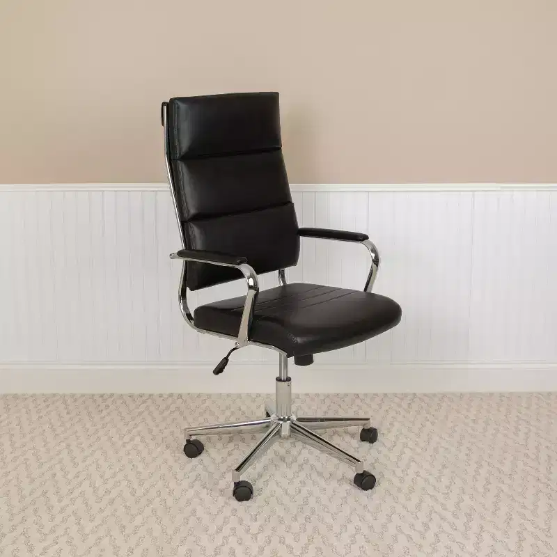 High Back LeatherSoft Contemporary Panel Executive Swivel Office Chair