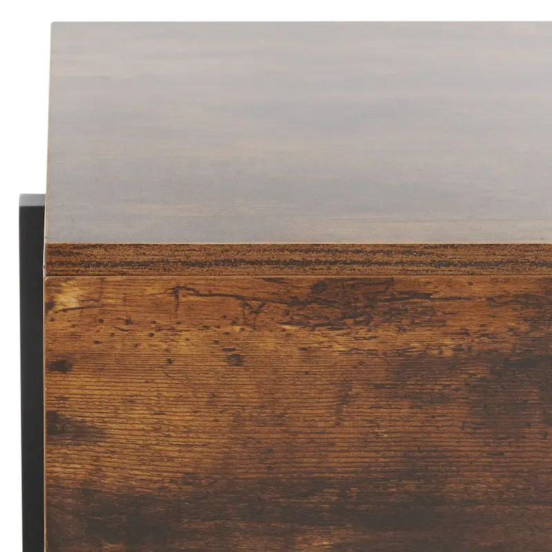 Rectangular Wood Coffee Table with Metal Legs, 47W x 30D x 16H