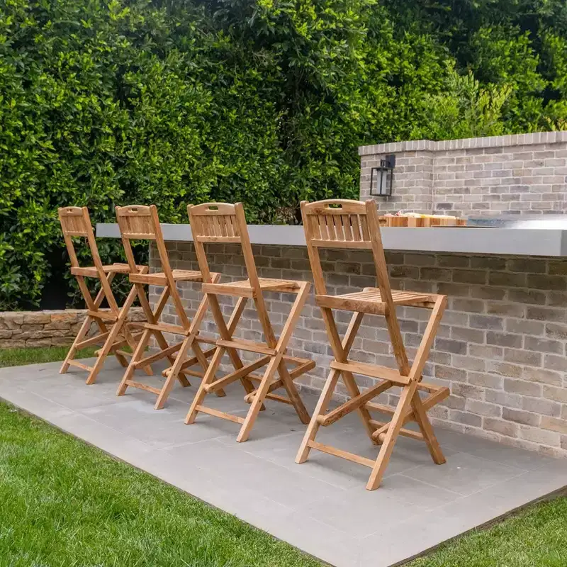 Natural Indoor/Outdoor Folding Bar Stool - Beige