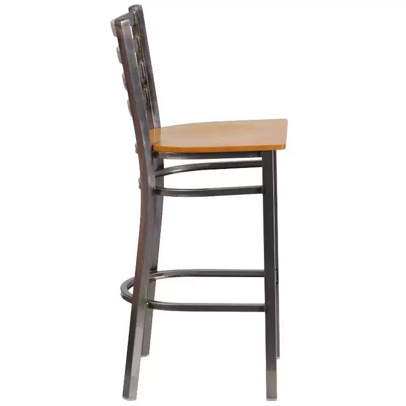 2 Pack Clear Coated Ladder Back Metal Restaurant Barstool