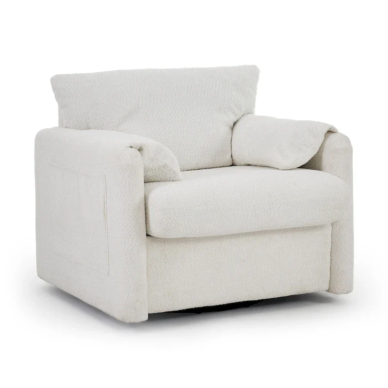 Swivel Accent Chair Single Seater - 360 Rotating Lounge Chair with Chenille Fabric & High-Resilience Cushion