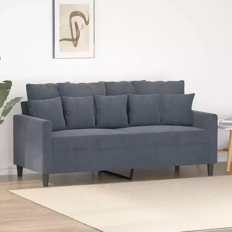 vidaXL 2-Seater Velvet Sofa  Modern Styling in Dark Gray with a Strong Metal Frame and Comfortable Seating
