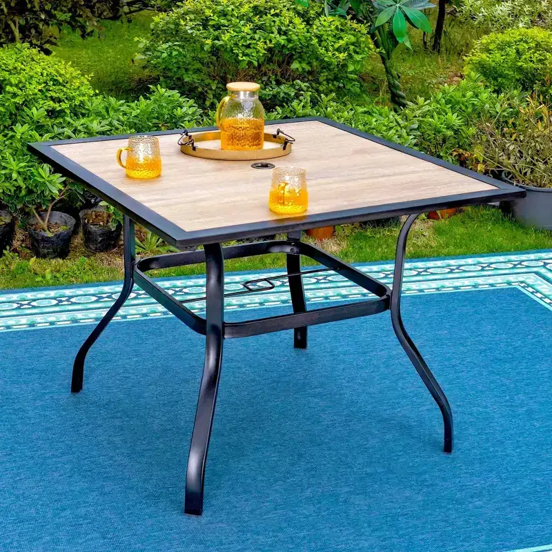 5pc Patio Table & Metal Chairs with Diamondback Design - Captiva Designs
