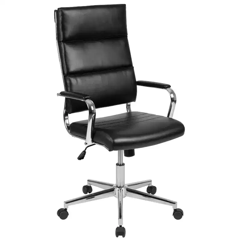 High Panel-Back Ergonomic Office Chair with Padded Metal Arms Executive Swivel Computer Desk Chair