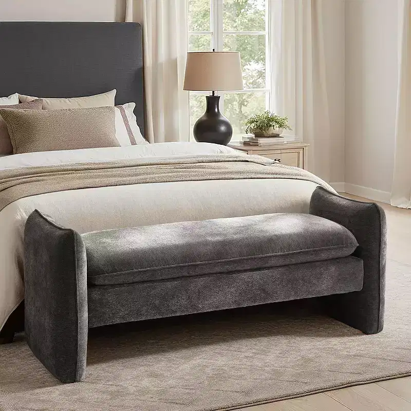 Donna Modern Chenille Fabric Upholstered Bench|ARTFUL LIVING DESIGN