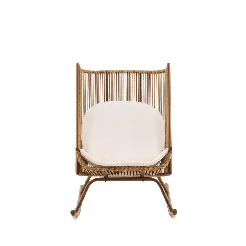 Christopher Knight Home Varun Farmhouse 2 Piece Patio Dining Set with Acacia Wood Table and Iron Rocking Chair