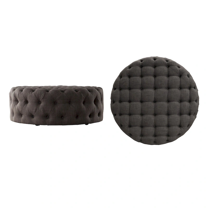 Round Tufted Ottoman with Casters