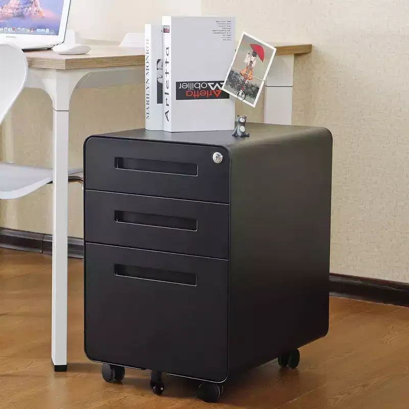 3-Drawer Mobile File Cabinet with Lock C Fully Assembbled Under-Desk Storage for A4/Letter/Legal Files, 5-Wheel Rolling Metal Design