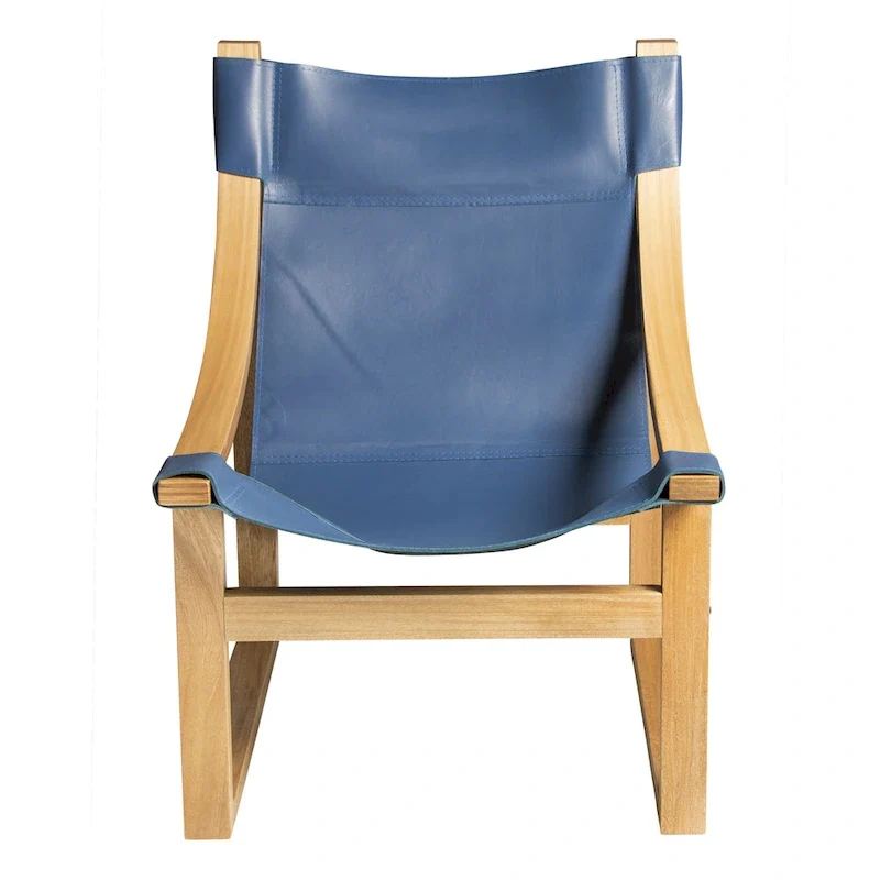 Steve Silver Logan Top Grain Leather and Solid Wood Sling Accent Chair