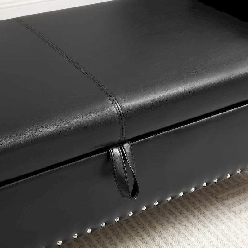 63 PU End of Bed Bench Flip Top Entryway Ottoman with 1 Pillow