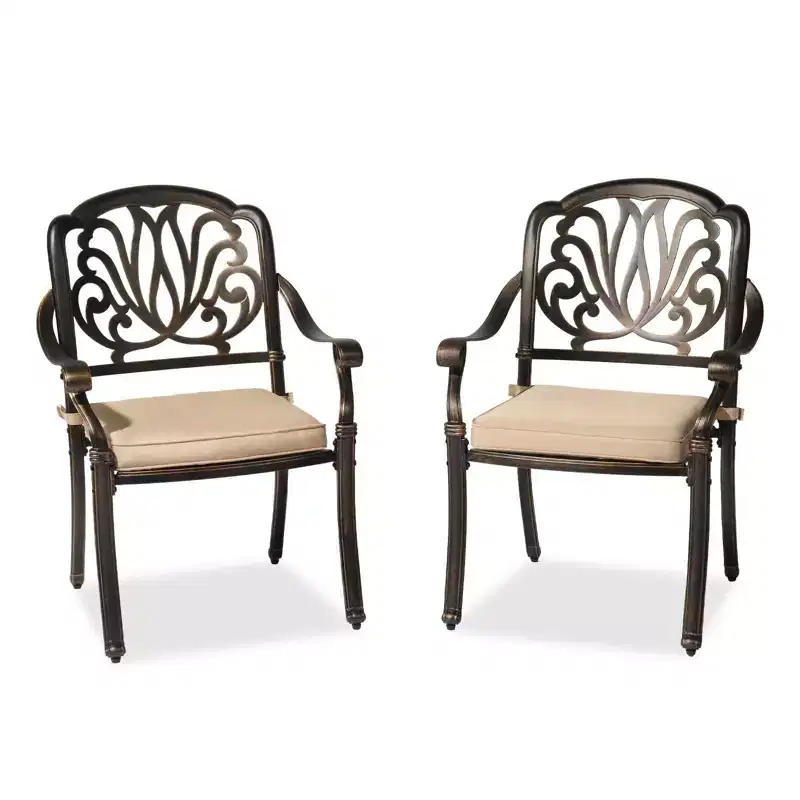 Karl Home | Metal Stackable Patio Dining Armchair with Cushion