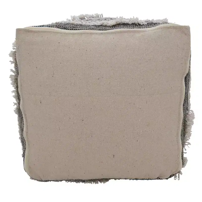 Saro Lifestyle Textured Handwoven Pouf, 20x20x14 Square, Grey