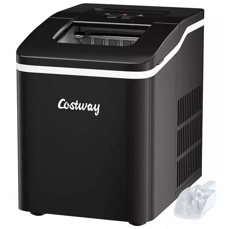 Costway Portable Ice Maker Machine Countertop 26Lbs/24H Self-cleaning w/ Scoop Silver\Green