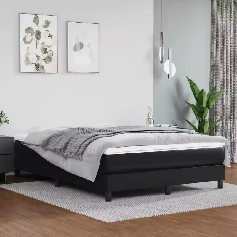 Bed Frame Black Faux leather, plywood, engineered wood Double