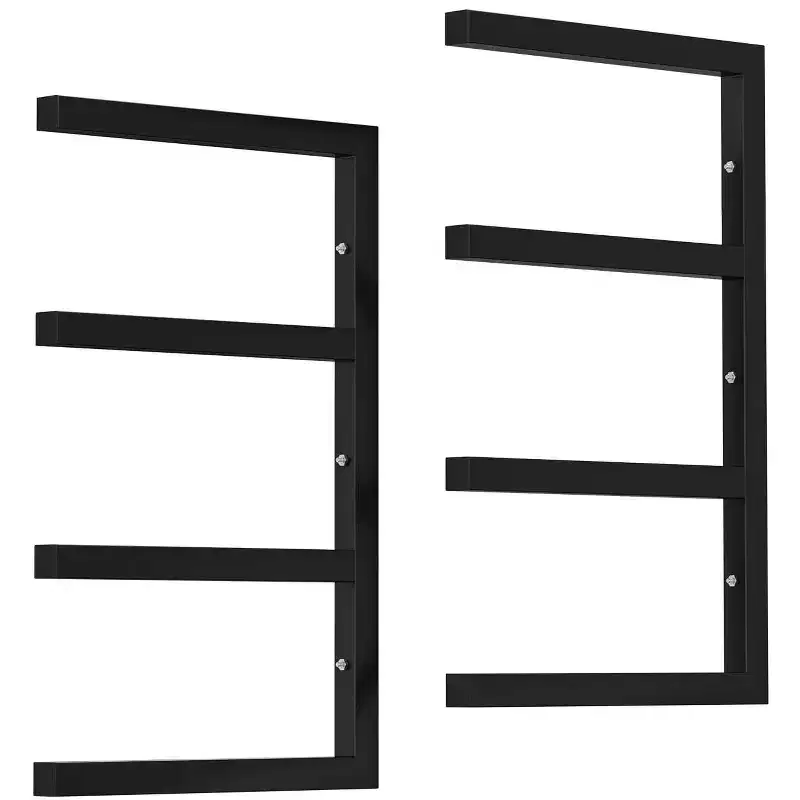 Lumber Storage Rack, Set of 2, Wall Mount, Heavy Duty Steel 4-Tier Wood Organizer Storage Shelves, 800LBS Capacity, for Shed, Workshop, Garage