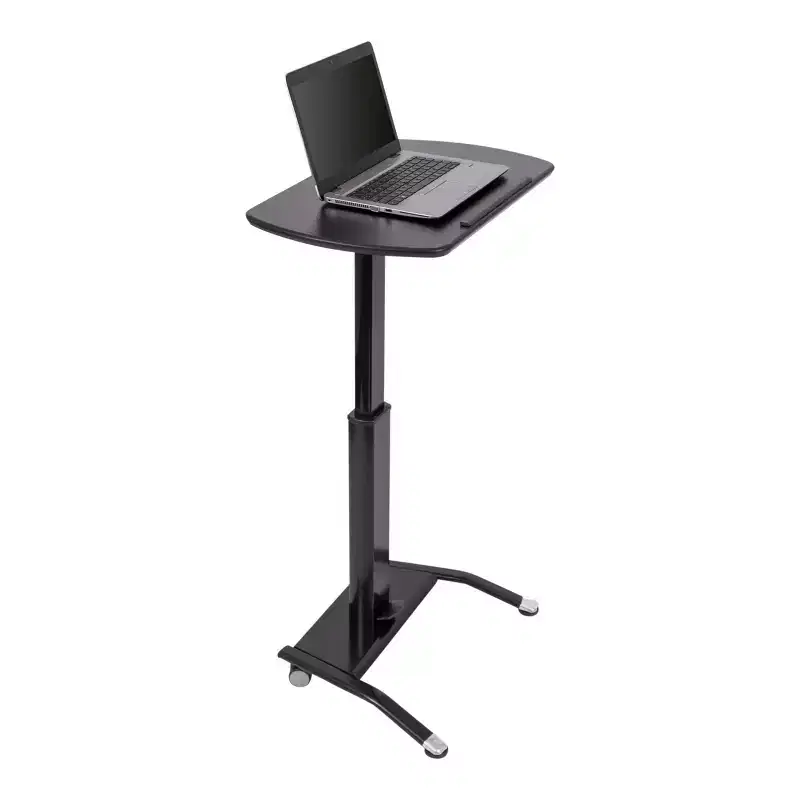 Pneumatic Adjustable Height Tilting Laptop Lectern and Speakers Podium