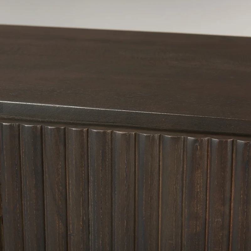 Terra Dark Brown Solid Wood Fluted Sideboard - 72.0L x 18.5W x 32.0H