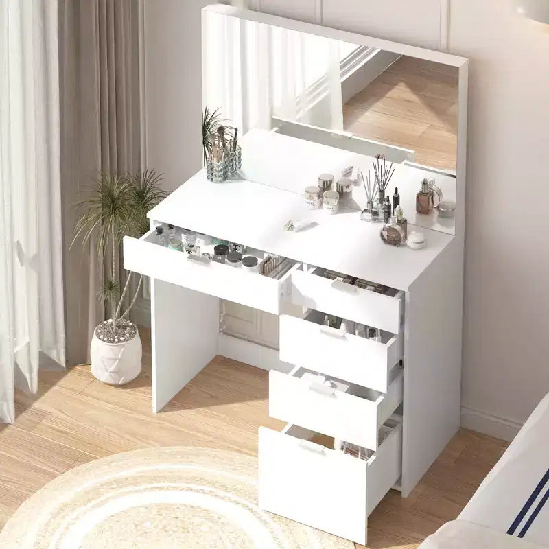 SUGIFT Vanity Dressing Table with Mirror Modern Rectangle Vanity Desk