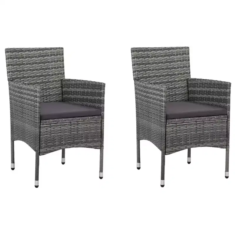 vidaXL Rattan Chair Set of 2 Poly Rattan and Steel