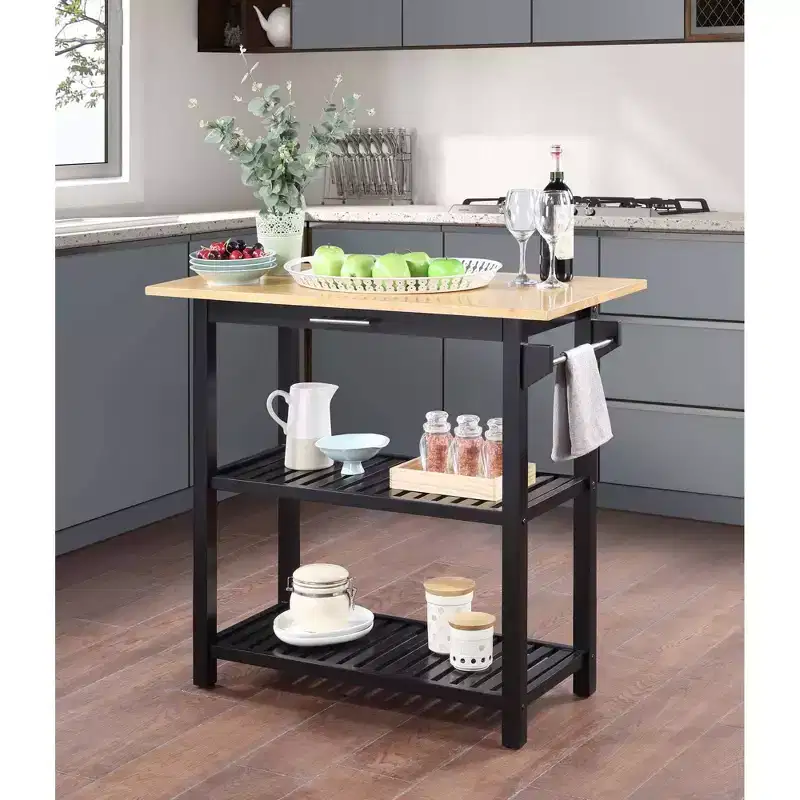 Designs2Go 3 Tier Butcher Block Kitchen Prep Island with Drawer - Breighton Home