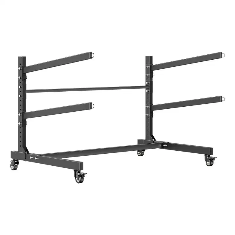 VEVOR Kayak Storage Rack for 2 Kayaks, Holds 175 lbs, Heavy Duty Adjustable Freestanding Stand with Lockable Wheels, Black