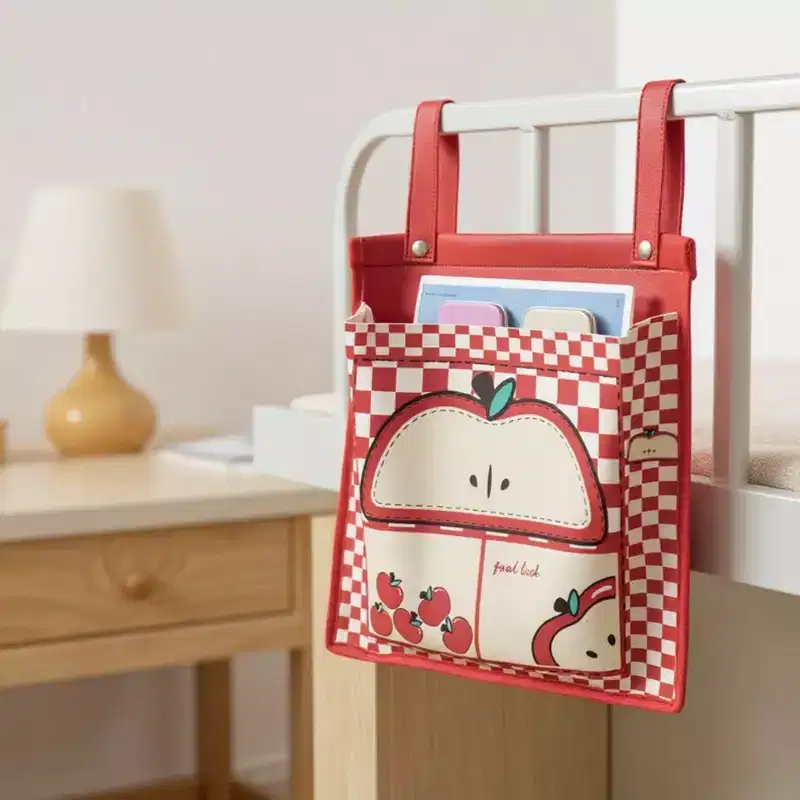 Red/White House Print Hanging Storage Bag with Snap-On Straps, 1-User