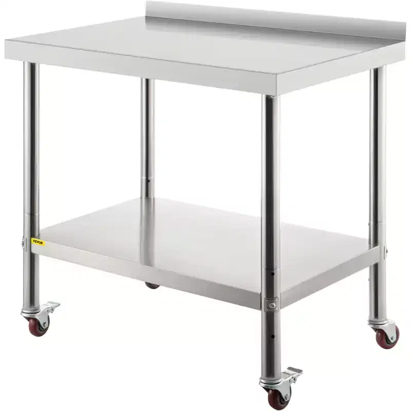 Stainless Steel Prep Table, 30 x 24 x 35 Inch, 440lbs Load Capacity Heavy Duty Metal Worktable, Silver