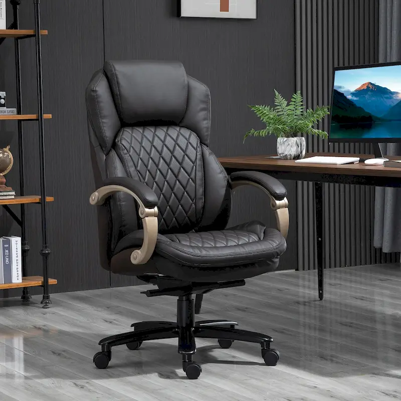 Heavy Duty Office Chair 350lbs Capacity, Mesh & Faux Leather, Rocker Ergonomic, Adjustable Height with Wheels
