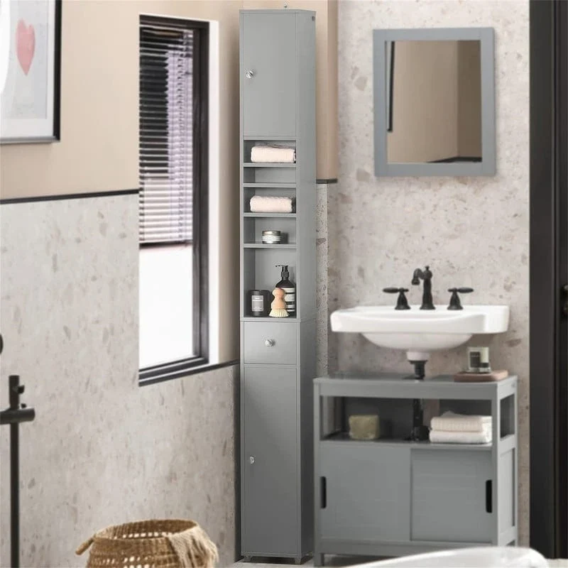 Black Bathroom Tall Cabinet - 7.87D x 7.87W x 70.87H