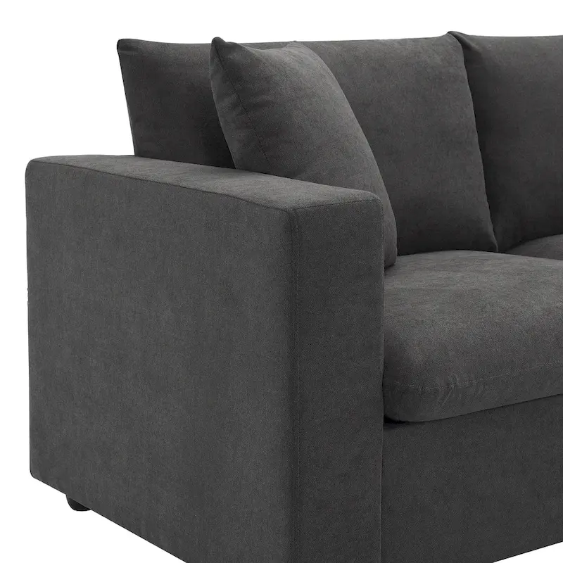 100.4 L-Shaped Polyester Sectional Sofa with 4-Seat Convertible Couch and Ottoman & Pocket Spring Cushions (300lb Capacity)