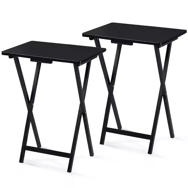 Folding Portable Wood TV Snack Tray Table, Brown