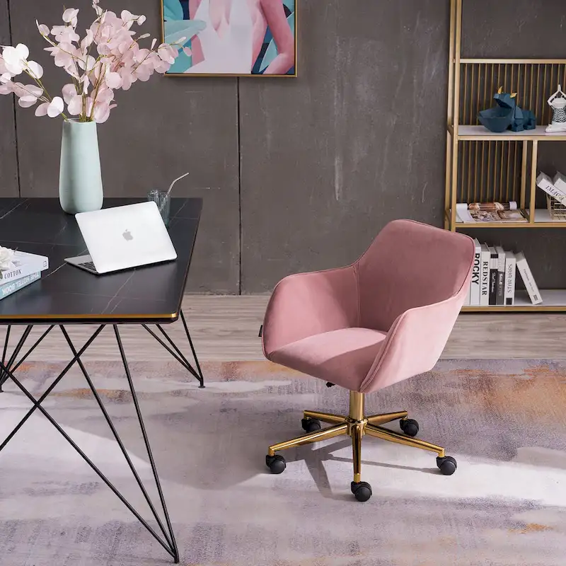 Home Office Chair With Gold Metal Legs