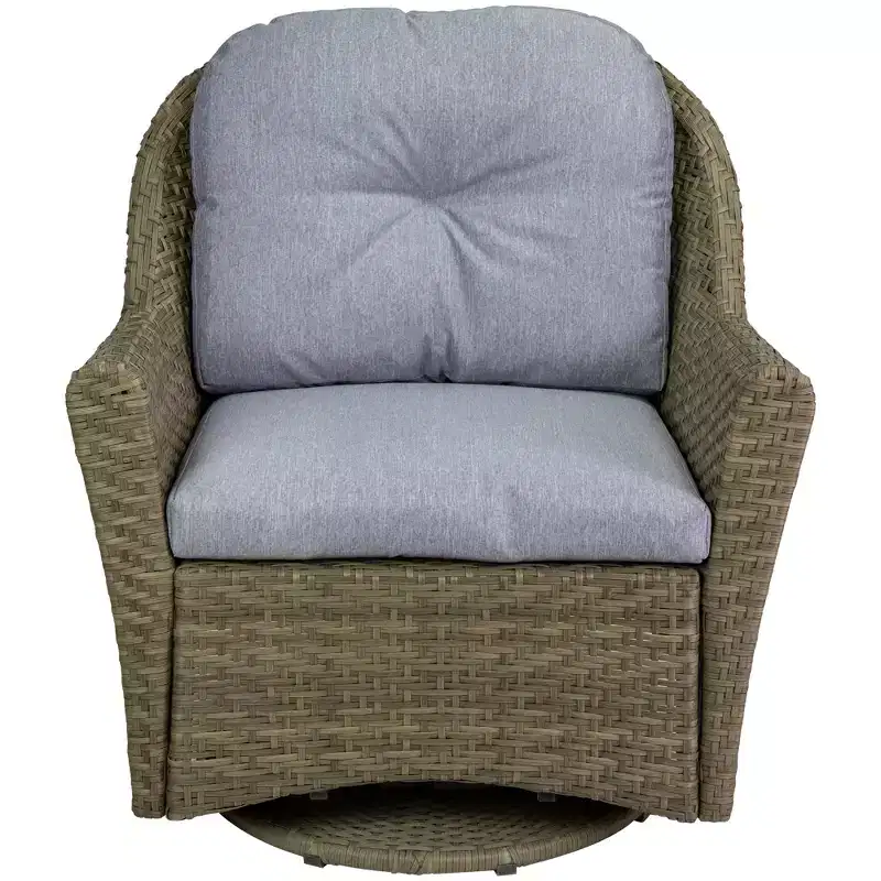Northlight 34 Gray Resin Wicker Deep Seated Glider Chair with Gray Cushions