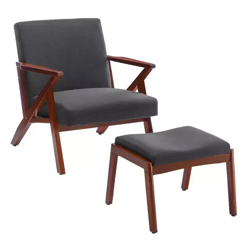Mid-Century Modern Style Lounge Armchair (with Ottoman)